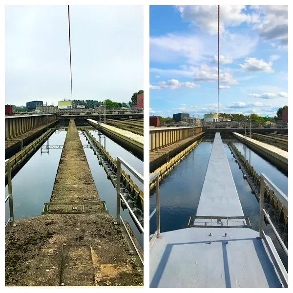 Före och efter betongmålning